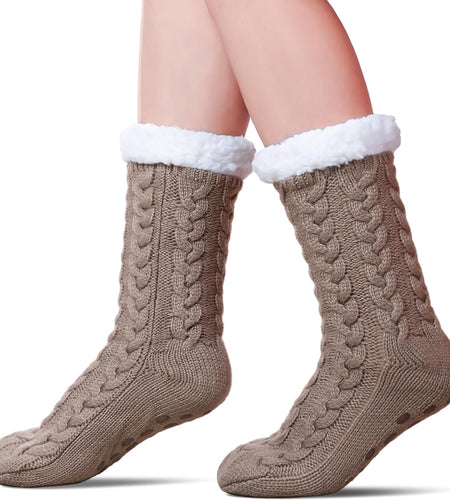 Women'S Winter Super Soft Warm Cozy Fuzzy Fleece-Lined with Grippers Slipper Socks