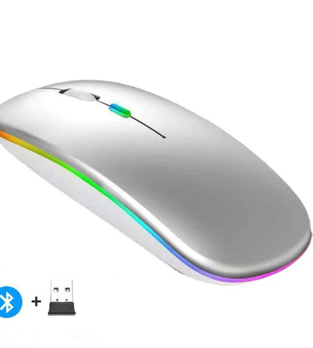 Rechargeable Wireless Mouse Bluetooth-Compatible 2.4Ghz Dual Modes Computer Mice with Nano Receiver for PC Laptop Macbook