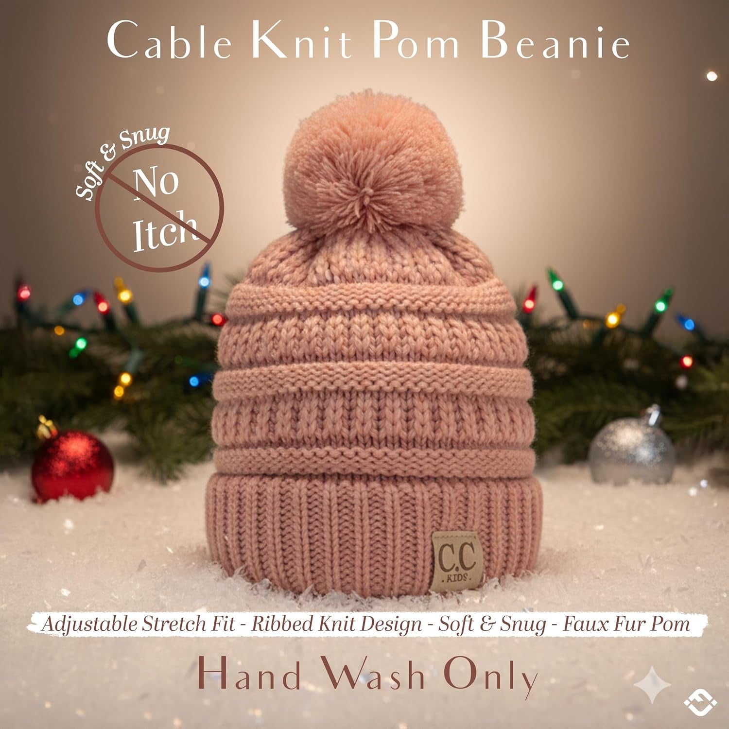 Kids Beanie Baby Toddler Cable Knit Children’S Pom Winter Hat