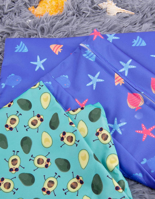 Load image into Gallery viewer, BABY 2Pcs Cloth Diaper Wet Dry Bags Waterproof Reusable with Two Zippered Pockets Travel Beach Pool Daycare Soiled Baby Items Yoga Gym Bag for Swimsuits or Wet Clothes LZX4344
