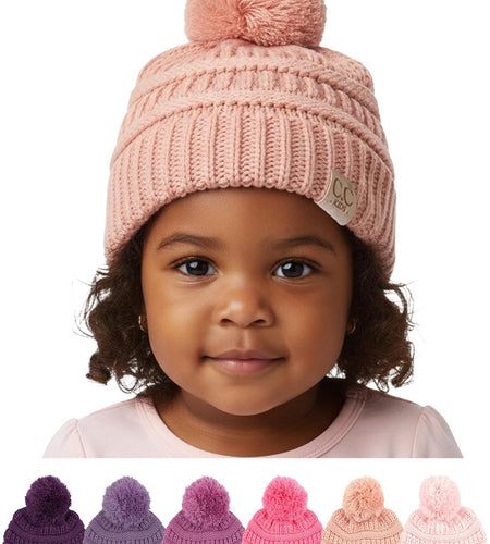 Kids Beanie Baby Toddler Cable Knit Children’S Pom Winter Hat