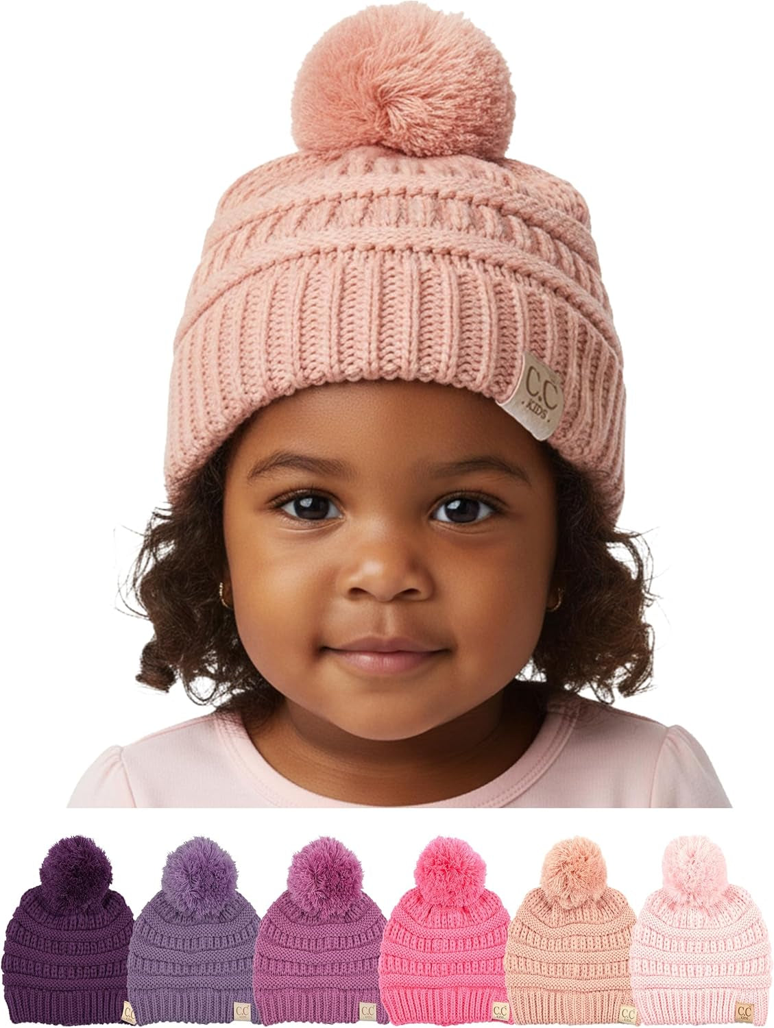 Kids Beanie Baby Toddler Cable Knit Children’S Pom Winter Hat