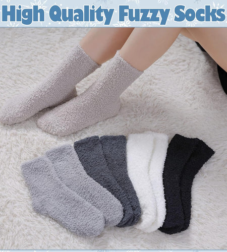 5/6 Pairs Womens Super Soft Fuzzy Plush Warm Winter Home Sleeping Slipper Socks
