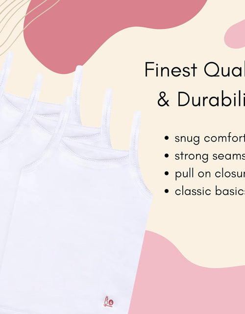 Load image into Gallery viewer, Girls Solid White Snug Fit Tagless Cami Vest - 100% Cotton Super Soft Undershirts (3/Pack)
