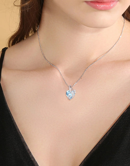Load image into Gallery viewer, Infinite Heart Pendant Sterling Silver Butterfly Necklace for Women Jewelry Gift with Birthstone March Created Aquamarine
