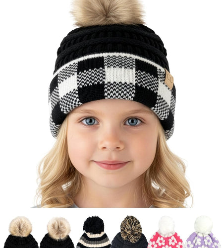 Kids Beanie Baby Toddler Cable Knit Children’S Pom Winter Hat