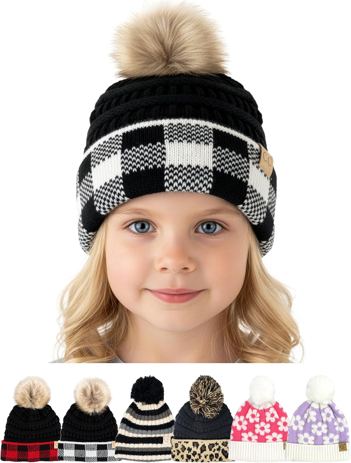 Kids Beanie Baby Toddler Cable Knit Children’S Pom Winter Hat