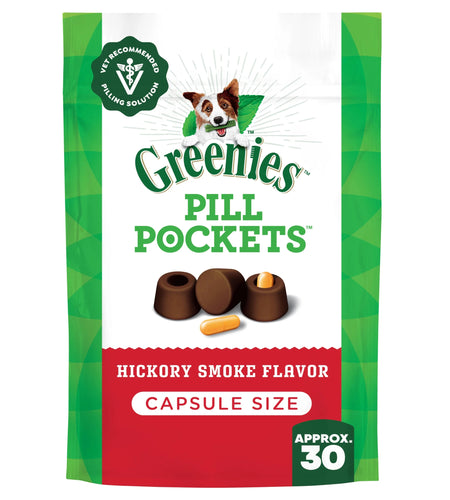Pill Pockets for Dogs Hickory Smoke Large, Capsule Size Soft Dog Treats, 7.9 Oz (30 Pk)