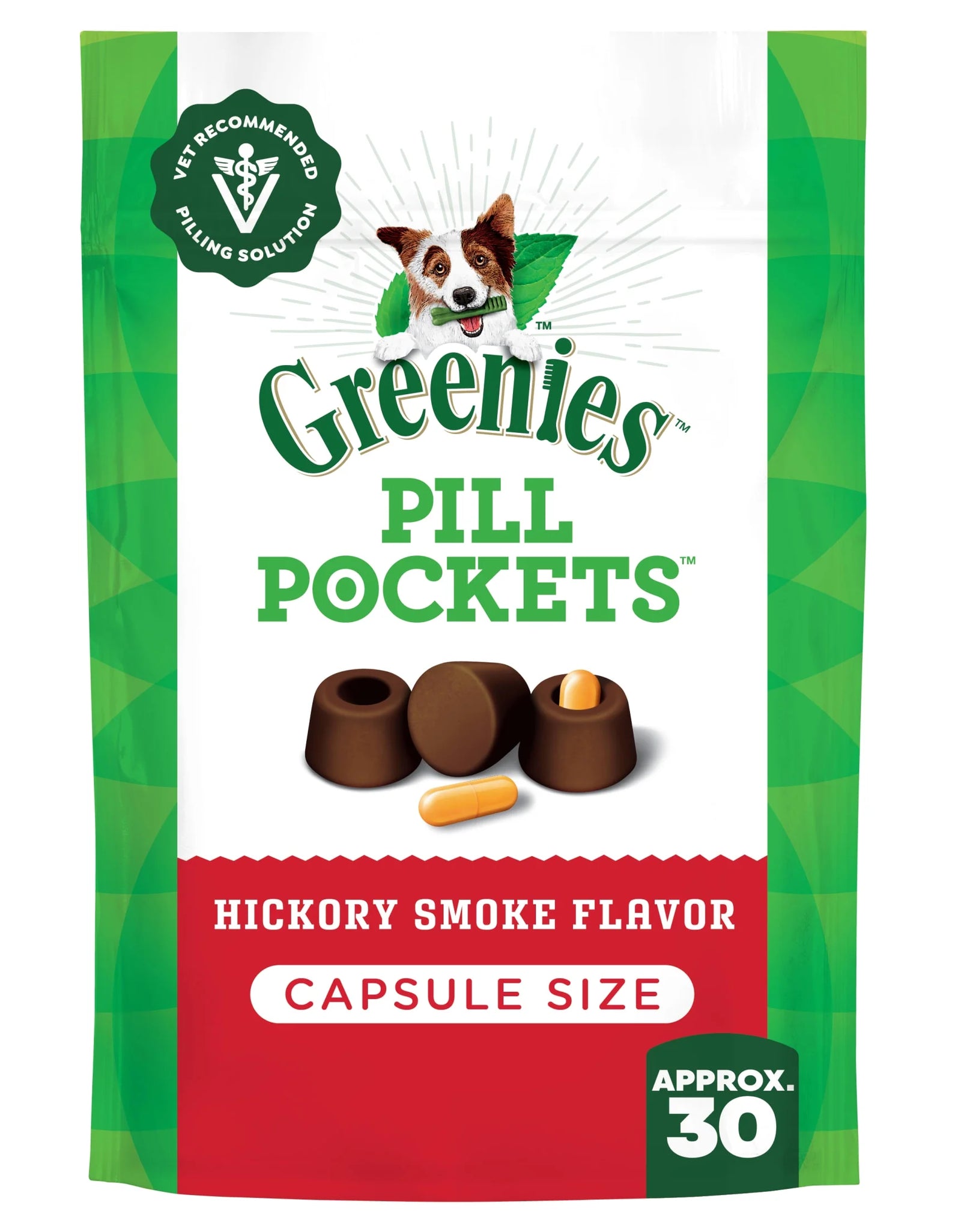 Pill Pockets for Dogs Hickory Smoke Large, Capsule Size Soft Dog Treats, 7.9 Oz (30 Pk)