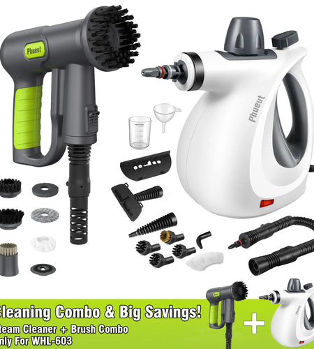 Pressurized Handheld Steam Cleaner & Rechargeable Spin Scrubber