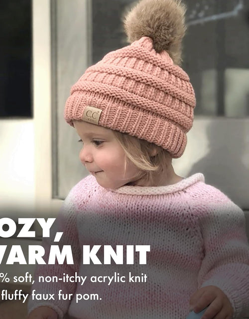 Load image into Gallery viewer, Kids Beanie Baby Toddler Cable Knit Children’S Pom Winter Hat

