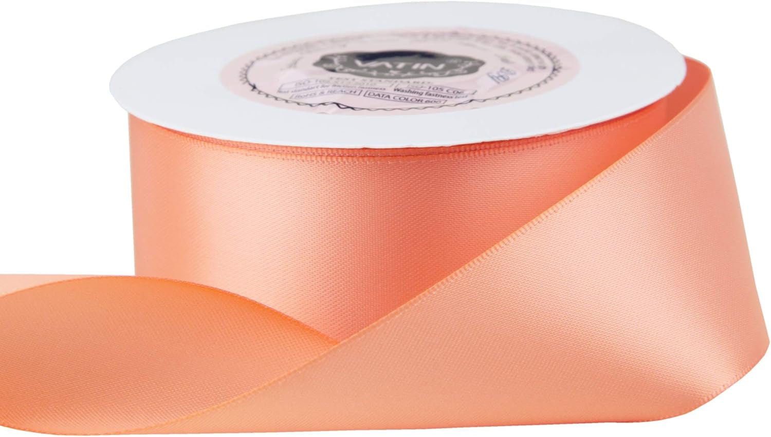 1-1/2 Inches Wide Double Faced Polyester Peach Satin Ribbon Continuous Ribbon- 25 Yard, Perfect for Wedding, Gift Wrapping, Bow Making & Other Projects