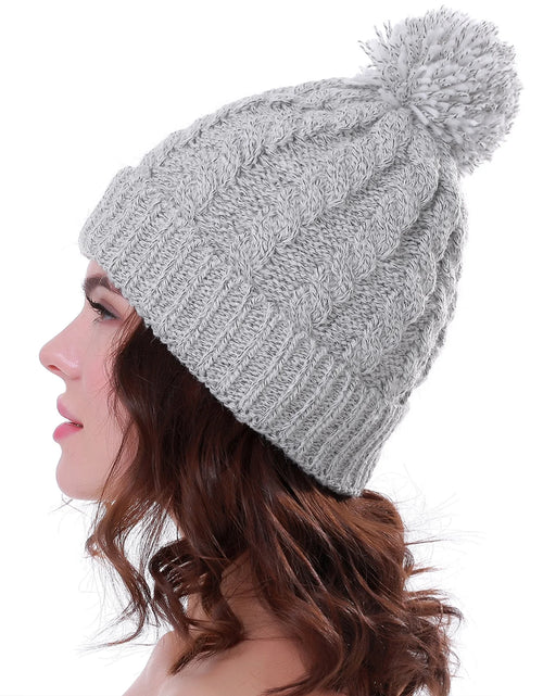 Load image into Gallery viewer, Women'S Winter Beanie Warm Lining - Thick Slouchy Cable Knit Skull Hat Ski Cap
