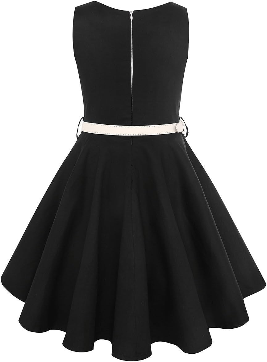 HBB Girls Vintage Dresses Girls' Special Occasion Dress 50S Retro Kids Dresses Swing Rockabilly Sleeveless