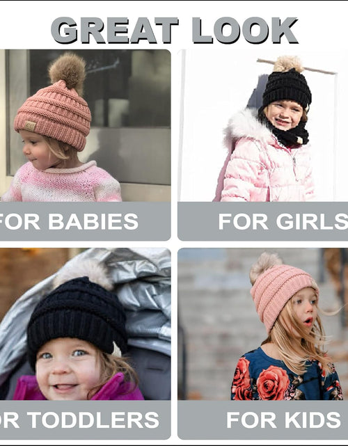 Load image into Gallery viewer, Kids Beanie Baby Toddler Cable Knit Children’S Pom Winter Hat
