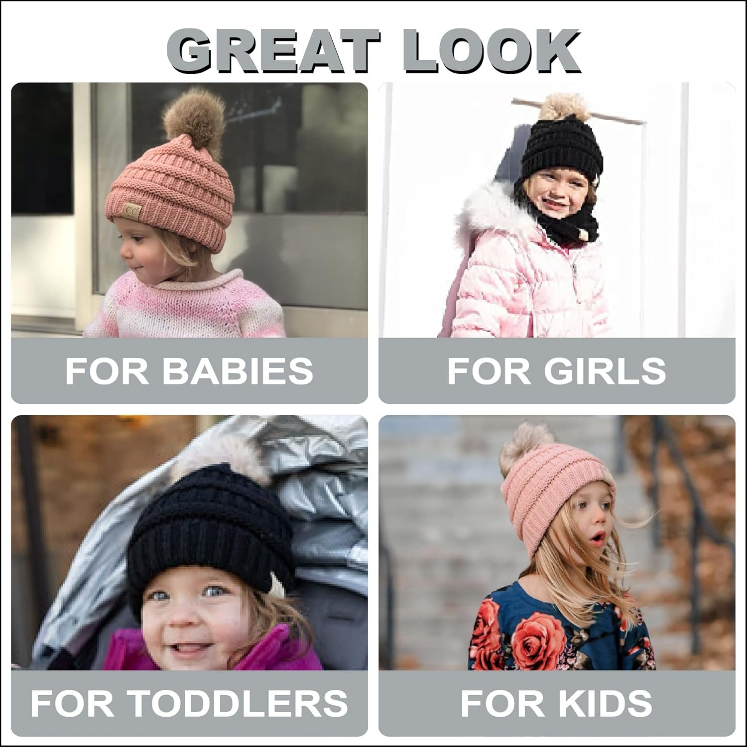 Kids Beanie Baby Toddler Cable Knit Children’S Pom Winter Hat