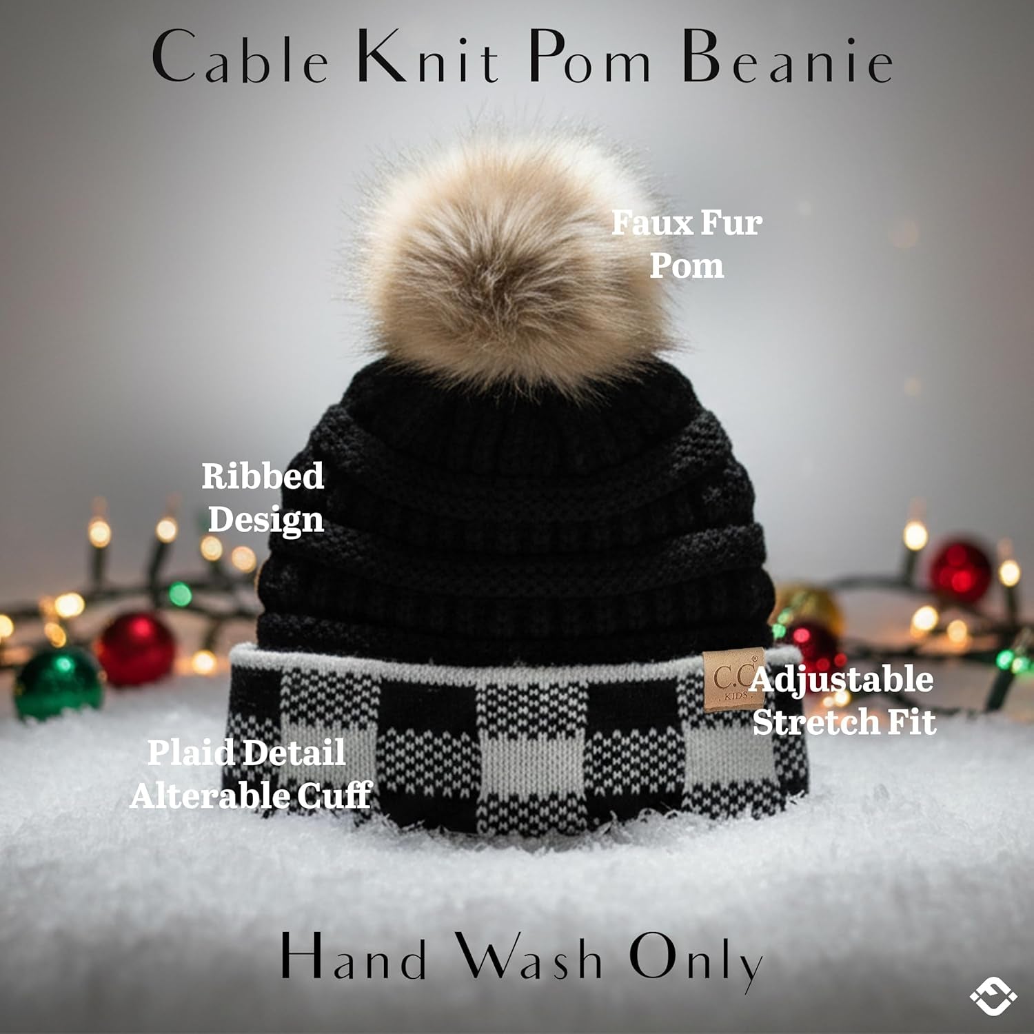 Kids Beanie Baby Toddler Cable Knit Children’S Pom Winter Hat