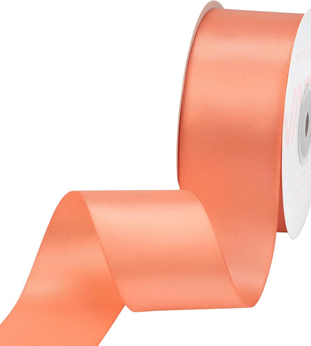 1-1/2 Inches Wide Double Faced Polyester Peach Satin Ribbon Continuous Ribbon- 25 Yard, Perfect for Wedding, Gift Wrapping, Bow Making & Other Projects