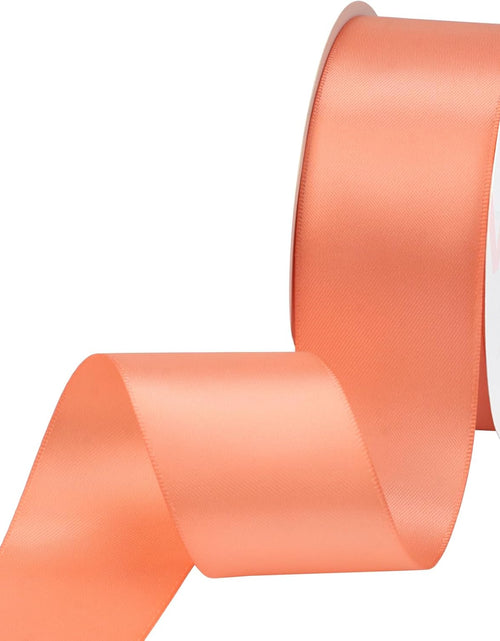 Load image into Gallery viewer, 1-1/2 Inches Wide Double Faced Polyester Peach Satin Ribbon Continuous Ribbon- 25 Yard, Perfect for Wedding, Gift Wrapping, Bow Making &amp; Other Projects
