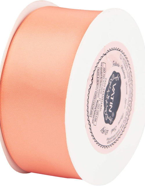 Load image into Gallery viewer, 1-1/2 Inches Wide Double Faced Polyester Peach Satin Ribbon Continuous Ribbon- 25 Yard, Perfect for Wedding, Gift Wrapping, Bow Making &amp; Other Projects

