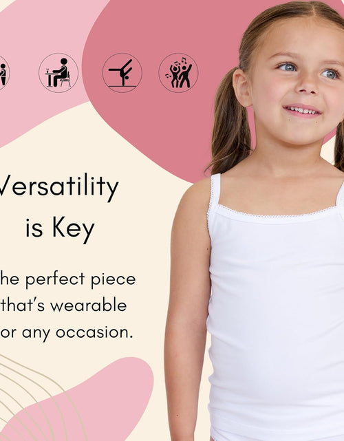 Load image into Gallery viewer, Girls Solid White Snug Fit Tagless Cami Vest - 100% Cotton Super Soft Undershirts (3/Pack)
