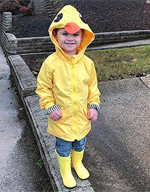 Load image into Gallery viewer, Toddler Baby Boy Girl Duck Rain Jacket Cute Cartoon Yellow Raincoat Hoodie Kids Coat Fall Winter School Outfit
