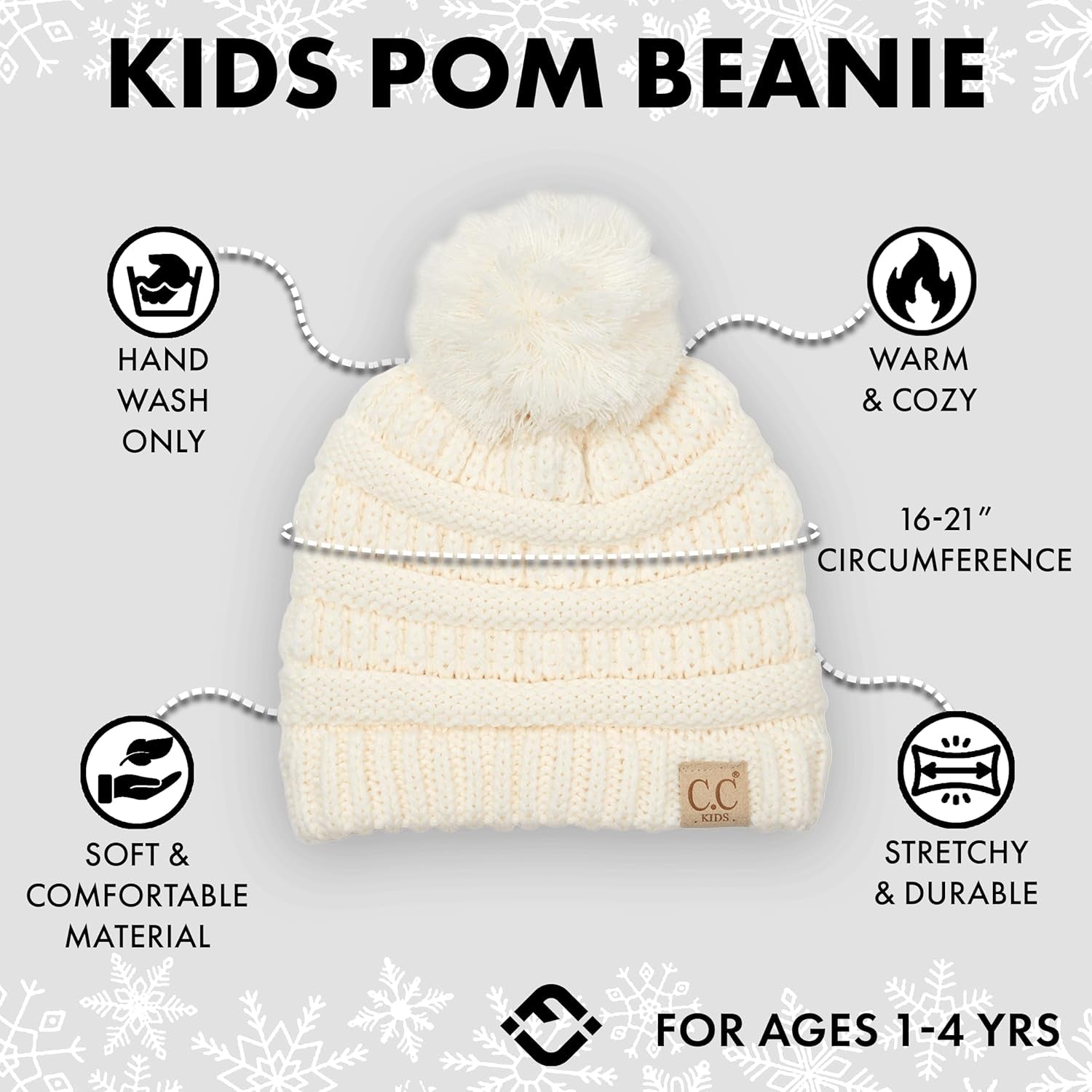 Kids Beanie Baby Toddler Cable Knit Children’S Pom Winter Hat