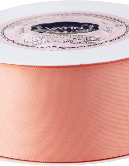 Load image into Gallery viewer, 1-1/2 Inches Wide Double Faced Polyester Peach Satin Ribbon Continuous Ribbon- 25 Yard, Perfect for Wedding, Gift Wrapping, Bow Making &amp; Other Projects
