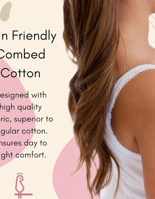 Load image into Gallery viewer, Girls Solid White Snug Fit Tagless Cami Vest - 100% Cotton Super Soft Undershirts (3/Pack)
