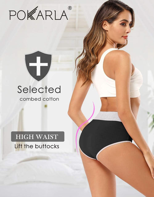 Load image into Gallery viewer, Women'S High Waisted Cotton Underwear Soft Breathable Panties Stretch Briefs Regular &amp; plus Size 5-Pack
