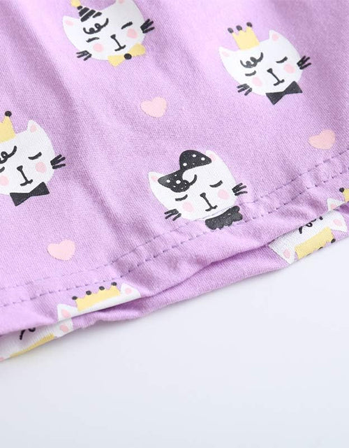 Load image into Gallery viewer, Young Girls Pajama Cute Cat Pattern Nighty Comfy Shorts Cotton Sleepwear
