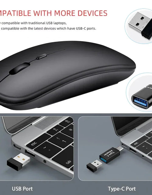 Load image into Gallery viewer, Rechargeable Wireless Mouse Bluetooth-Compatible 2.4Ghz Dual Modes Computer Mice with Nano Receiver for PC Laptop Macbook
