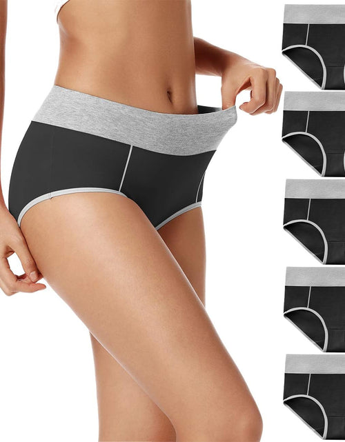 Load image into Gallery viewer, Women'S High Waisted Cotton Underwear Soft Breathable Panties Stretch Briefs Regular &amp; plus Size 5-Pack
