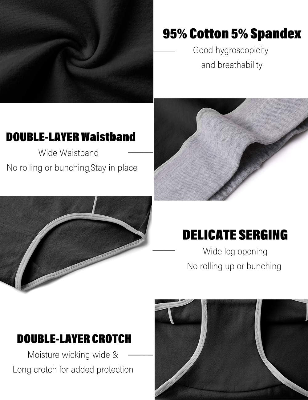 Women'S High Waisted Cotton Underwear Soft Breathable Panties Stretch Briefs Regular & plus Size 5-Pack