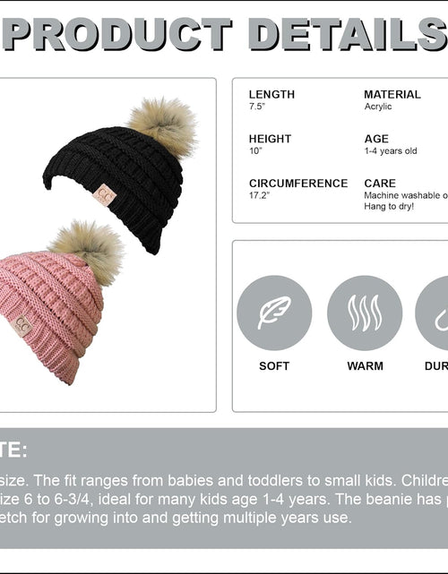 Load image into Gallery viewer, Kids Beanie Baby Toddler Cable Knit Children’S Pom Winter Hat
