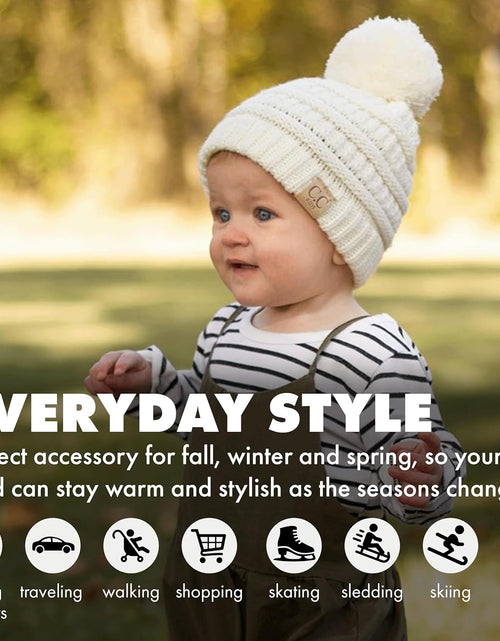 Load image into Gallery viewer, Kids Beanie Baby Toddler Cable Knit Children’S Pom Winter Hat
