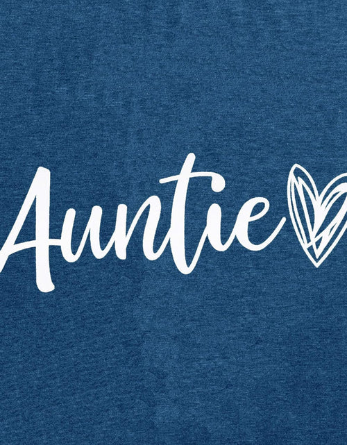 Load image into Gallery viewer, Auntie T Shirt Women Cute Love Heart Print Bless Aunt Tops Tees Casual Short Sleeve Vacation Shirts Tops
