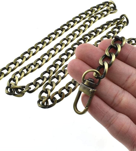 Purse Chain Strap Length 39.4 Inches Bronze for Shoulder Cross Body Sling Purse Handbag Clutch Replacement Strap Comfortable Flat 0.4” Wide Enough 2.4Mm Extra Thick Metal Strap 1 Pack