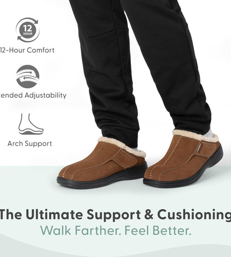 Proven Plantar Fasciitis & Foot Pain Relief Arch Support Orthopedic Men'S Leather Slippers Asheville