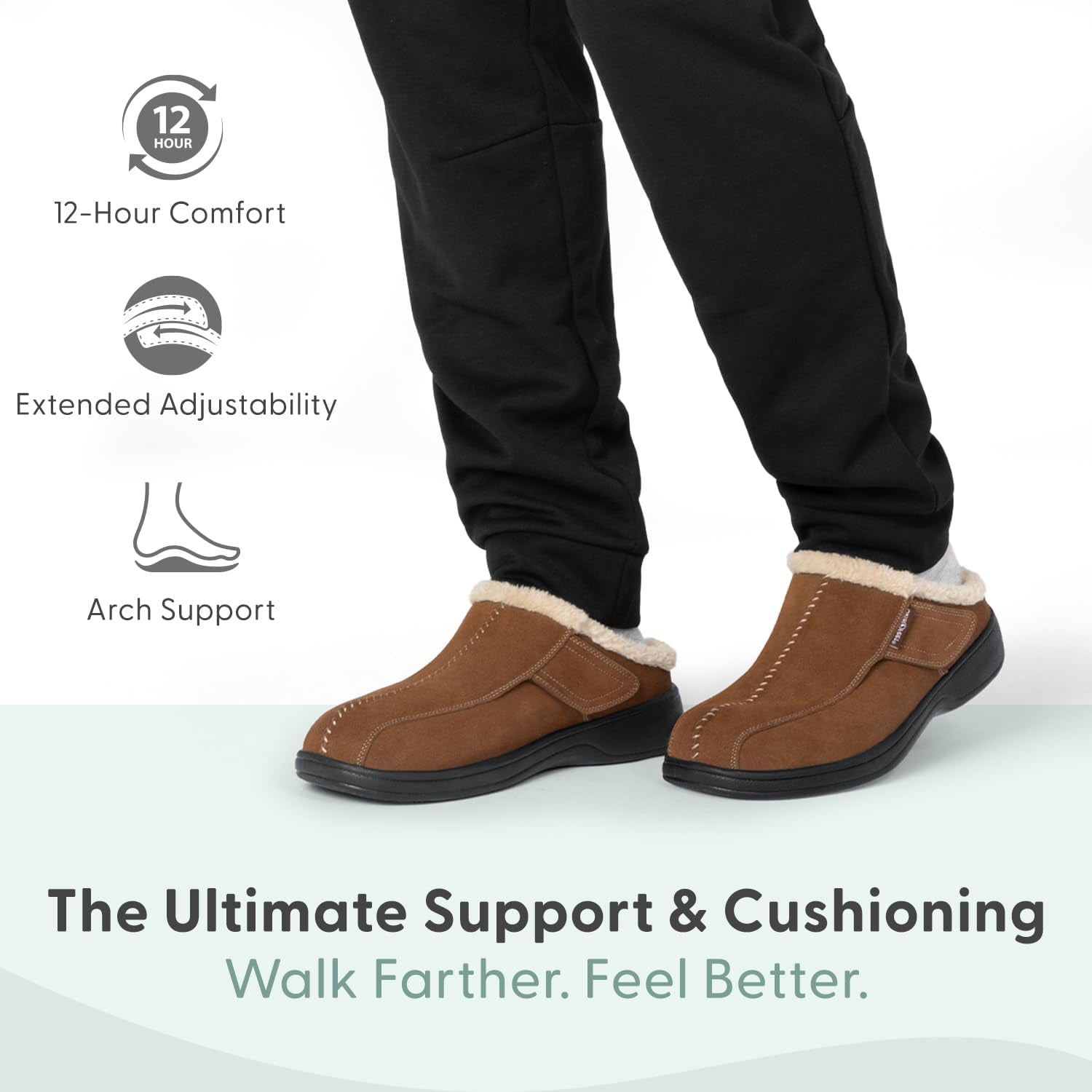 Proven Plantar Fasciitis & Foot Pain Relief Arch Support Orthopedic Men'S Leather Slippers Asheville