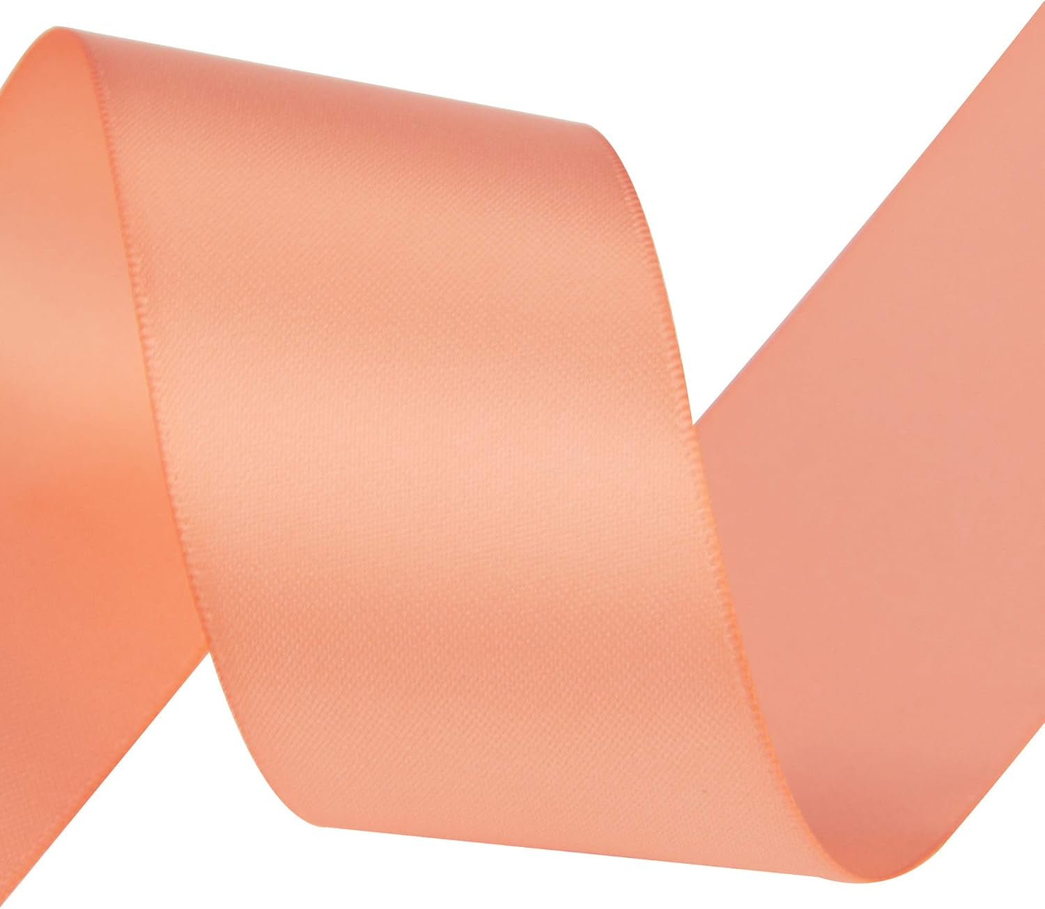 1-1/2 Inches Wide Double Faced Polyester Peach Satin Ribbon Continuous Ribbon- 25 Yard, Perfect for Wedding, Gift Wrapping, Bow Making & Other Projects