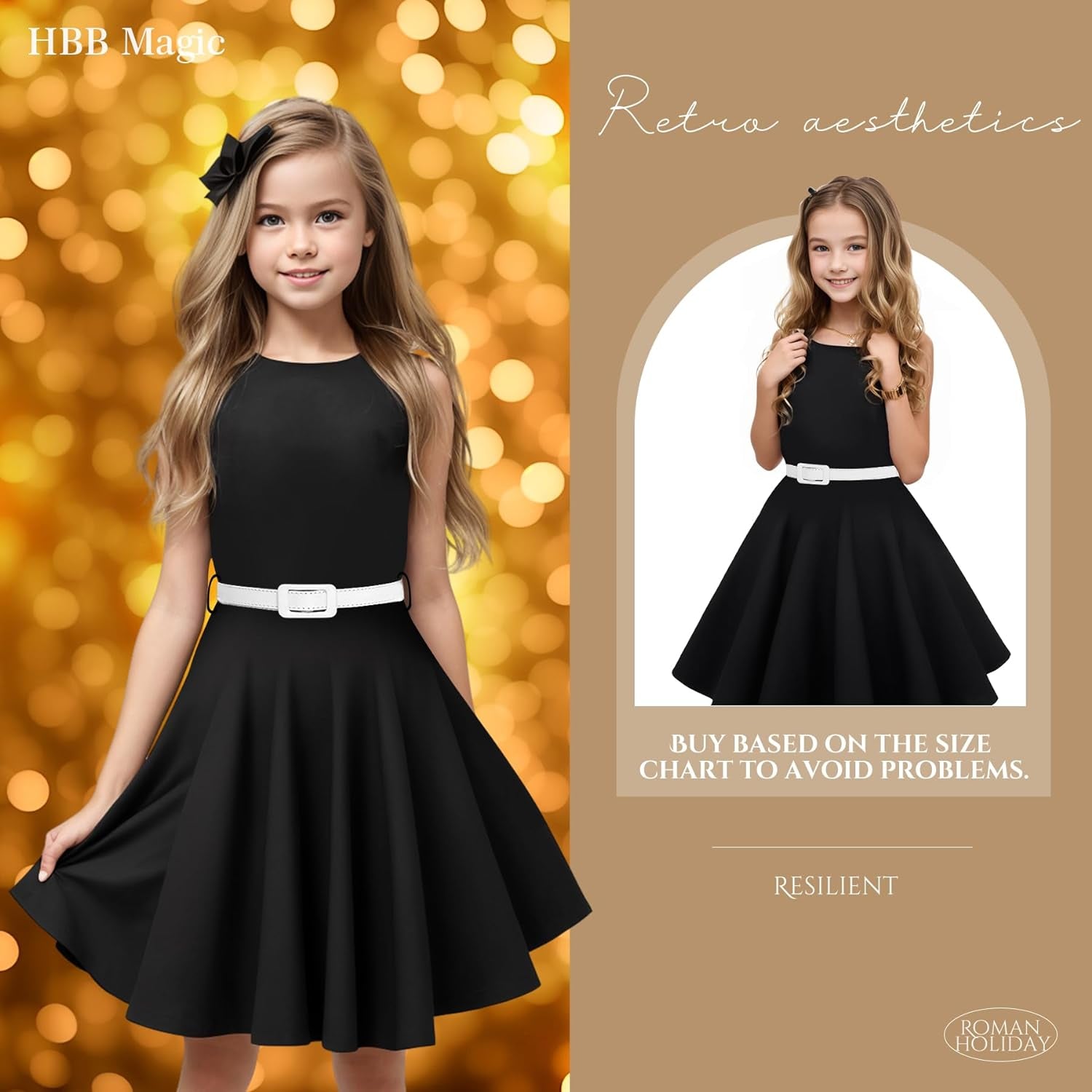 HBB Girls Vintage Dresses Girls' Special Occasion Dress 50S Retro Kids Dresses Swing Rockabilly Sleeveless