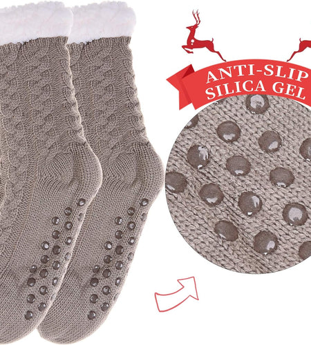 Women'S Winter Super Soft Warm Cozy Fuzzy Fleece-Lined with Grippers Slipper Socks
