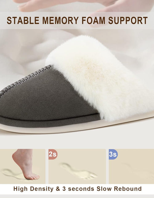 Load image into Gallery viewer, Women'S Slippers Fuzzy Warm Comfy Faux Fur Slip-On Fluffy Bedroom House Shoes Memory Foam Suede Cozy Plush Breathable Anti-Slip Indoor &amp; Outdoor Winter
