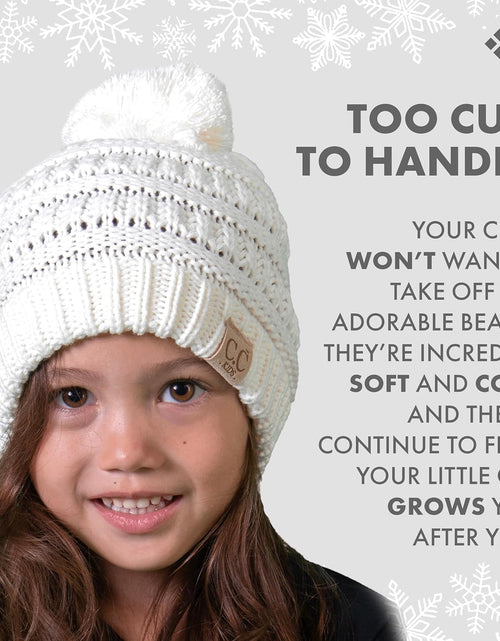 Load image into Gallery viewer, Kids Beanie Baby Toddler Cable Knit Children’S Pom Winter Hat
