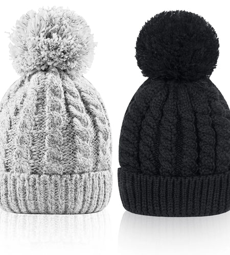 Women'S Winter Beanie Warm Lining - Thick Slouchy Cable Knit Skull Hat Ski Cap
