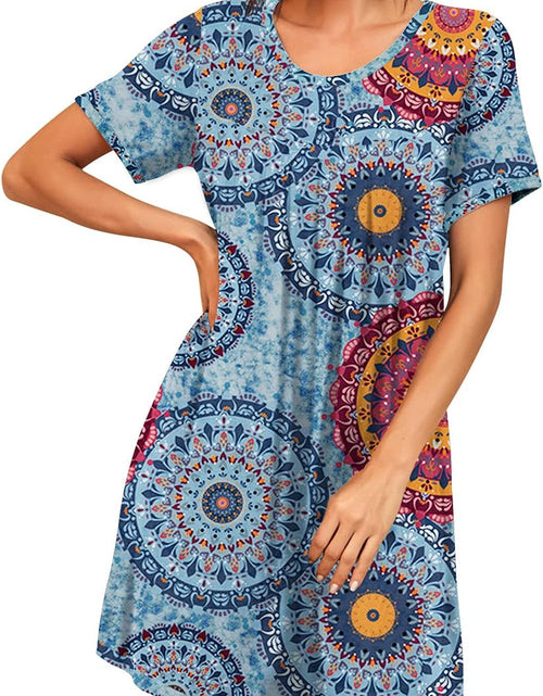 Load image into Gallery viewer, Womens Sleepwear Short Sleeve Nightgown Soft Sleepshirt Pleated Nightshirt Scoopneck Casual Loungewear
