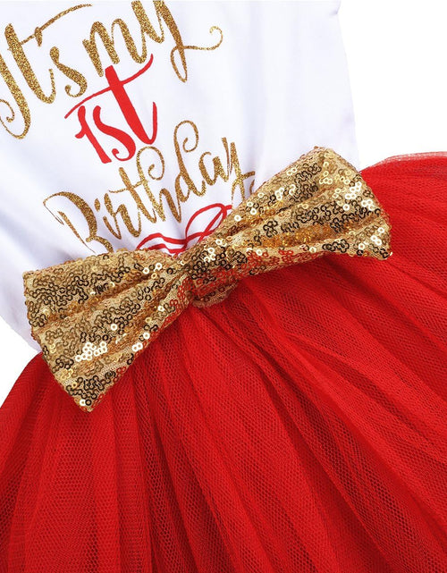 Load image into Gallery viewer, Baby Girls Newborn It'S My 1St/2Nd Birthday Cake Smash Shinny Printed Sequin Bow Tutu Princess Dress
