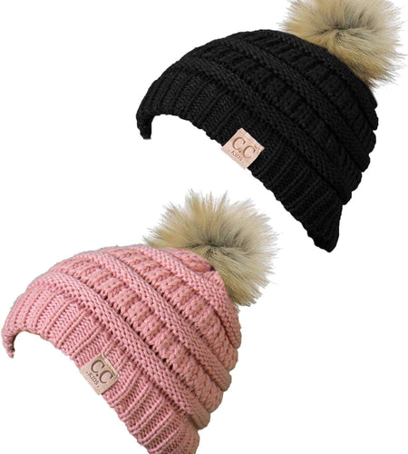 Kids Beanie Baby Toddler Cable Knit Children’S Pom Winter Hat