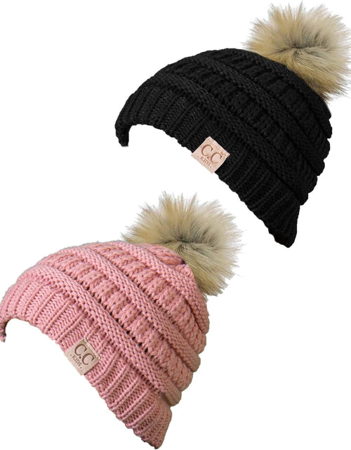 Load image into Gallery viewer, Kids Beanie Baby Toddler Cable Knit Children’S Pom Winter Hat
